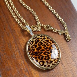 Vintage 18K Rare Casato Roma Necklace, Statement Necklace, Leopard Pendant